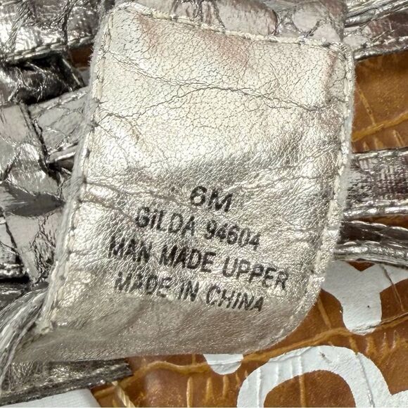 Sam Edelman GILDA Gunmetal Silver Snakeskin Open Toe Buckle Gladiator Sandals - Picture 10 of 10